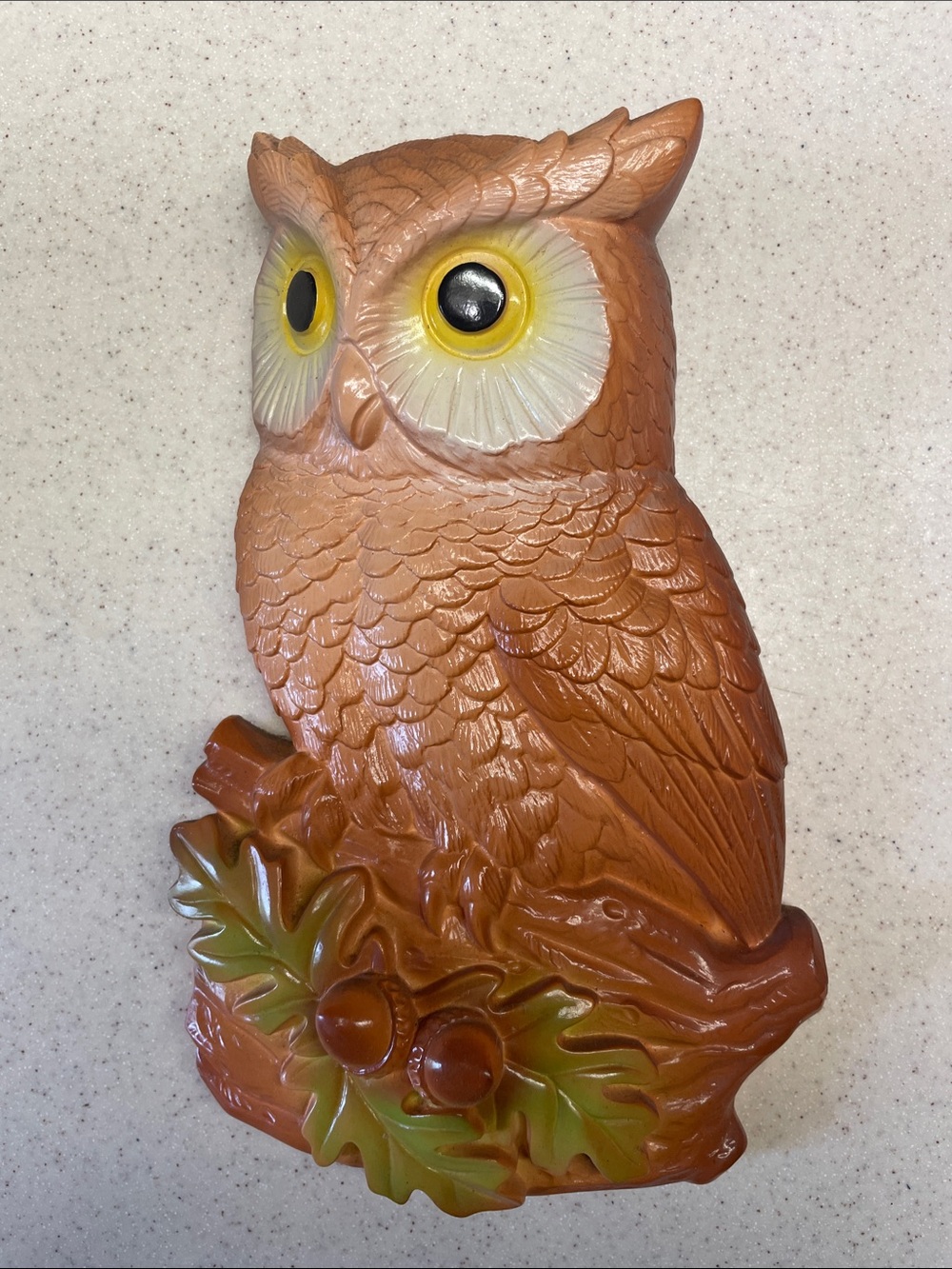 Vintage Owl Figurine Chalk ware wall Accent